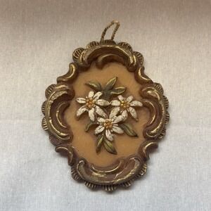 Kerzenhaus Wertklaude Floral Relief Wax Wall Plaque Ornate Frame Collectible